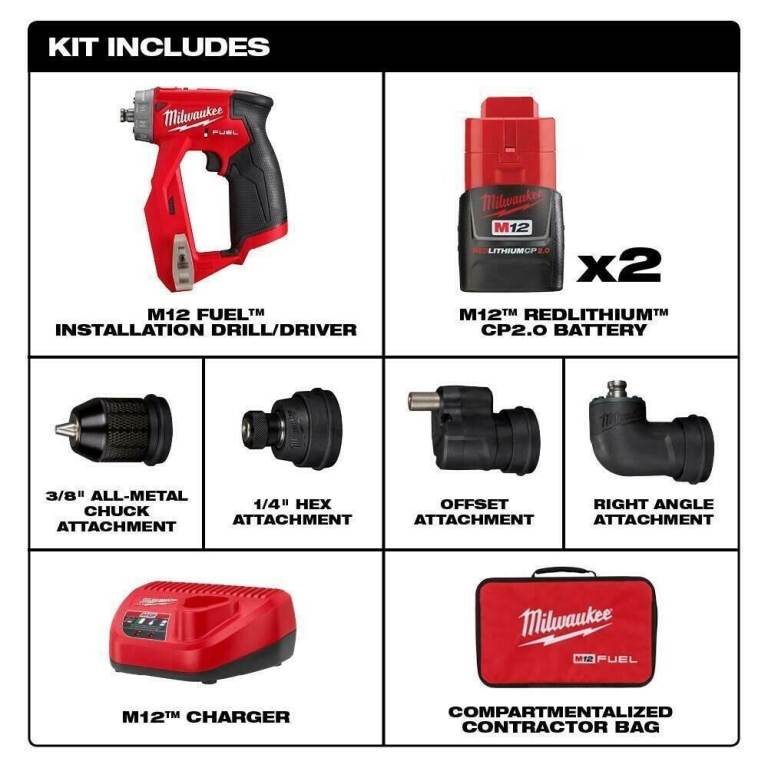 Milwaukee M12 FUEL Installation Drill/Driver (4-in-1) Kit New box 2019