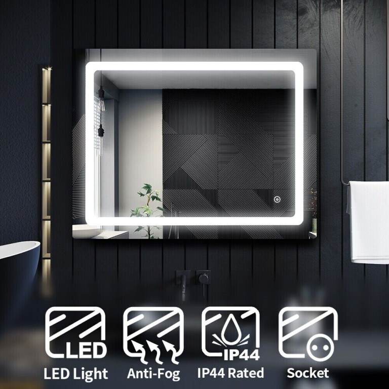 New Led Bathroom Mirror With Demister & Shaver Socket 900 x 700mm RRP £290 Our Price £125