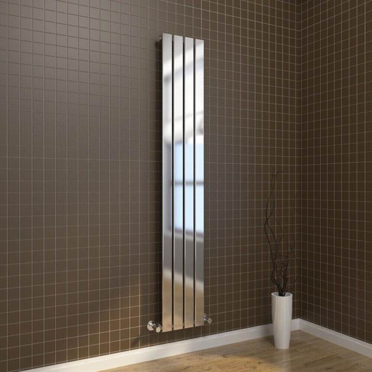 New Single Chrome Flat Panel Vertical Radiator 1600 x 300mm RRP £250 Our Price £155