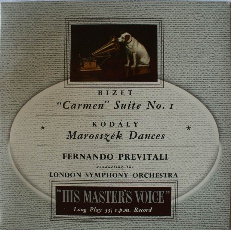 Bizet: Carmen / Kodaly: Marosszek Dances /Previtali/LSO (HMV DLP 1064) 10in. LP