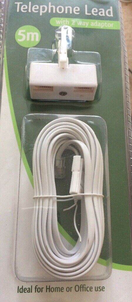 5m Telephone cable & double adapter 