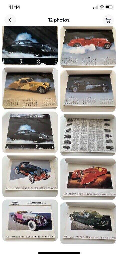 Vintage 1980s Car Calendar Prints for Framing (classic & concept cars) FORDTHORNE - 52cm x 38cm