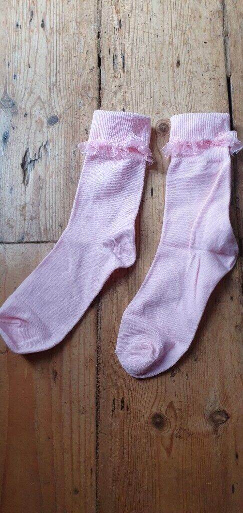 Pink Socks with lace at top , New and not used