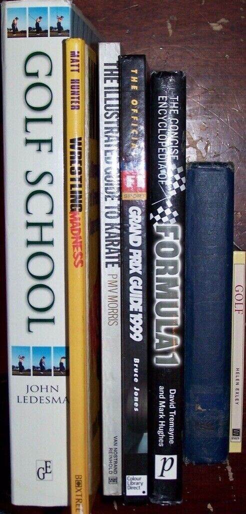 Sports books! Golf, cricket, wrestling, motorsport, karate. Going cheap! 😉