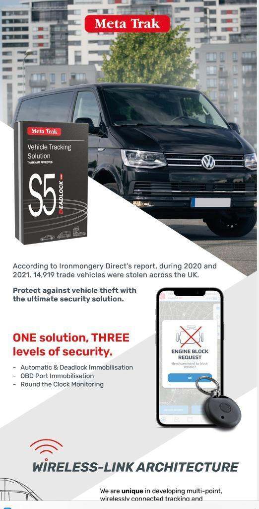Insurance approved Tracker system Meta Trak S5 Deadlock 