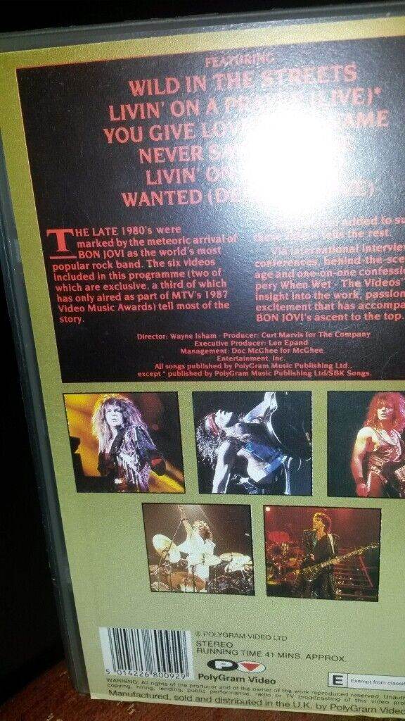 Bon Jovi Slippery when wet video vhs 