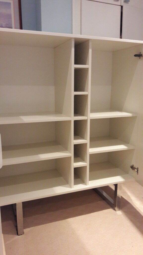 New Italian designer white high gloss square cabinet.