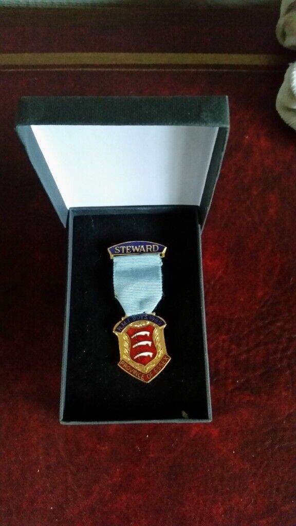 boxed Masonic medal jewel : Steward  R.M.I. Boys : Province of Essex