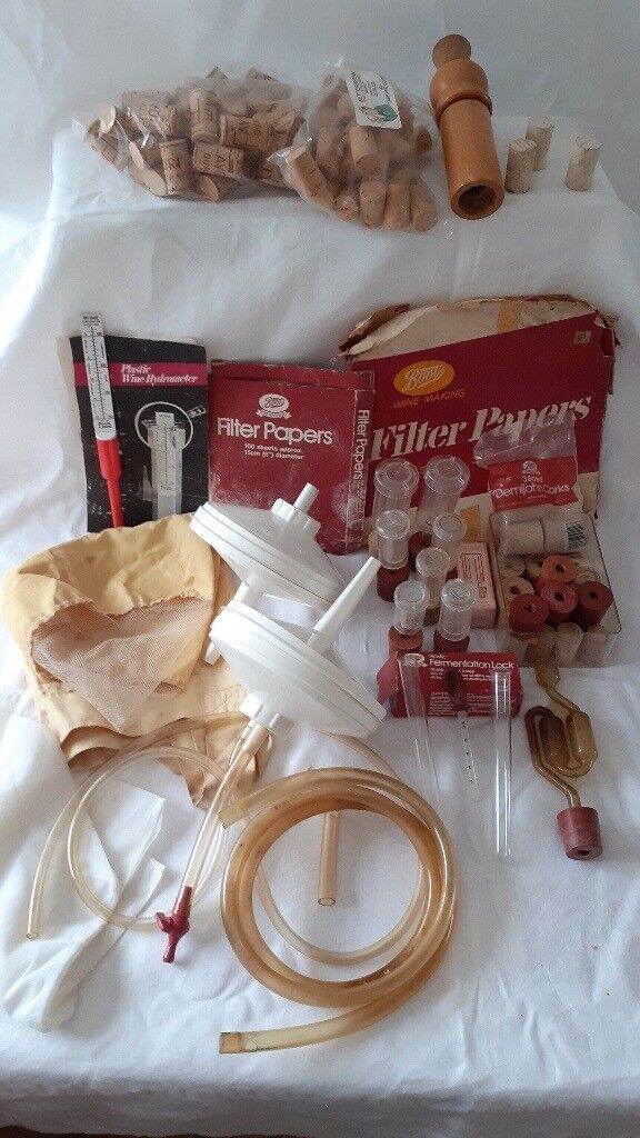 Wine Making equipment with corking tool and books