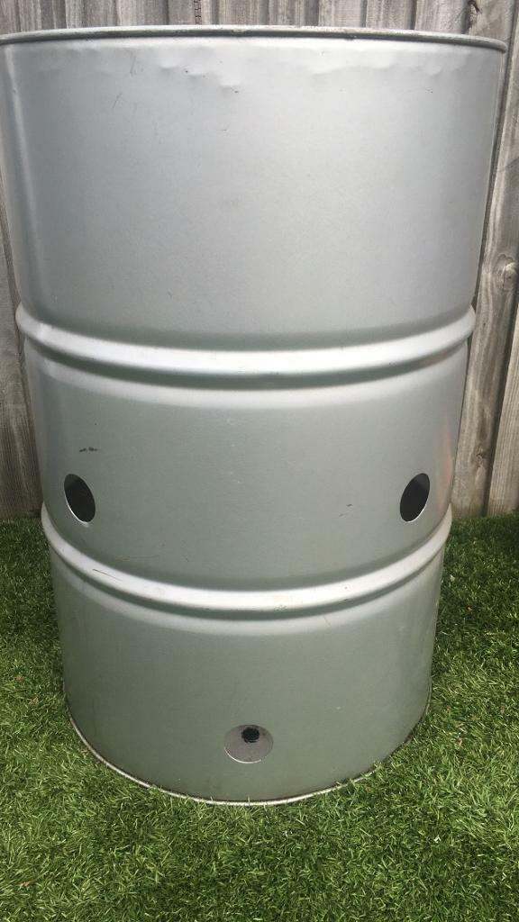 Large garden incinerator fire drum burning bin 210 litre 