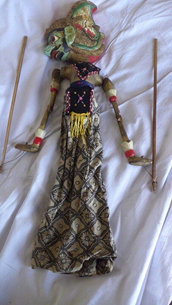 Collectible/collectable Folk Art from Indonesian: Vintage Wooden Wayang Golek (Rod /Stick Puppet).