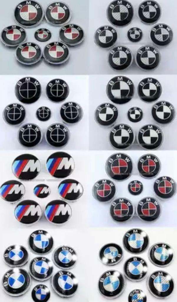 Bmw 7pcs set center wheel caps bonnet badge boot badge steering badge 7PCS SETS alloy wheels car