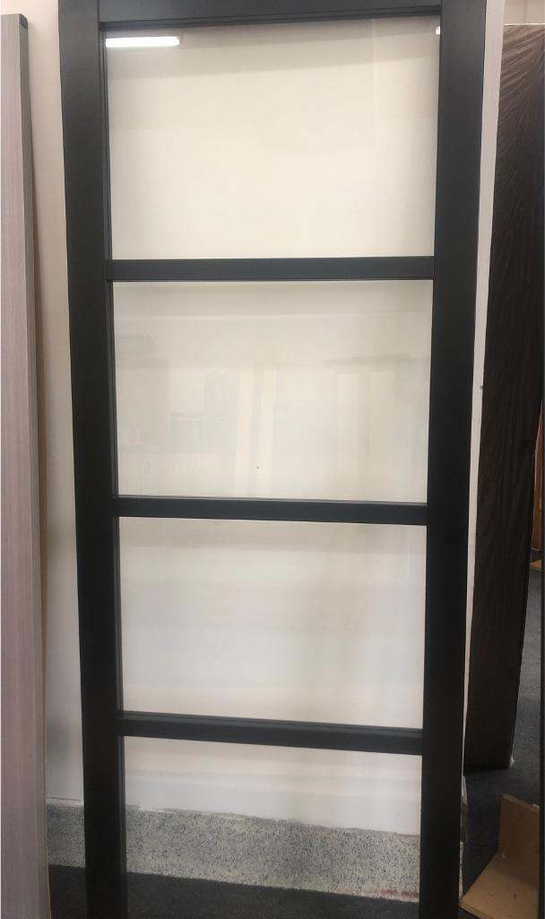 image for Black Industrial Style Clear Glazed Internal Door