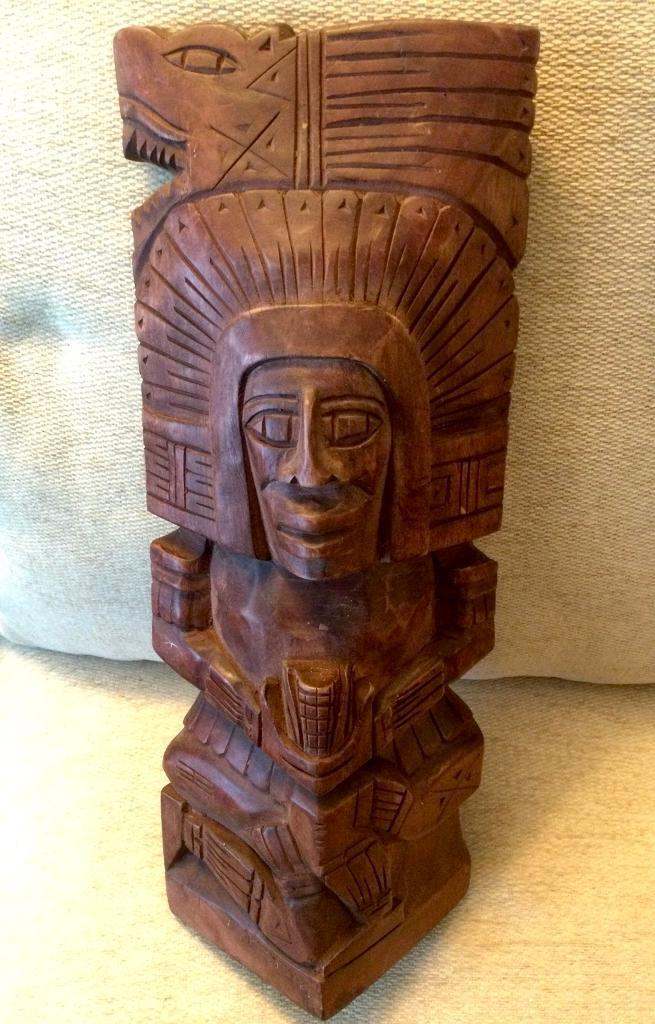 Wooden Aztec Indian Figure