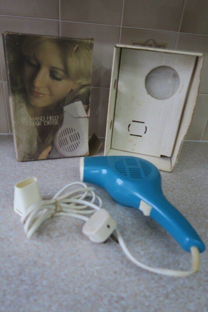 image for 1960s Vintage Hair Dryer, Blue with Concentrator Real-retro design style.