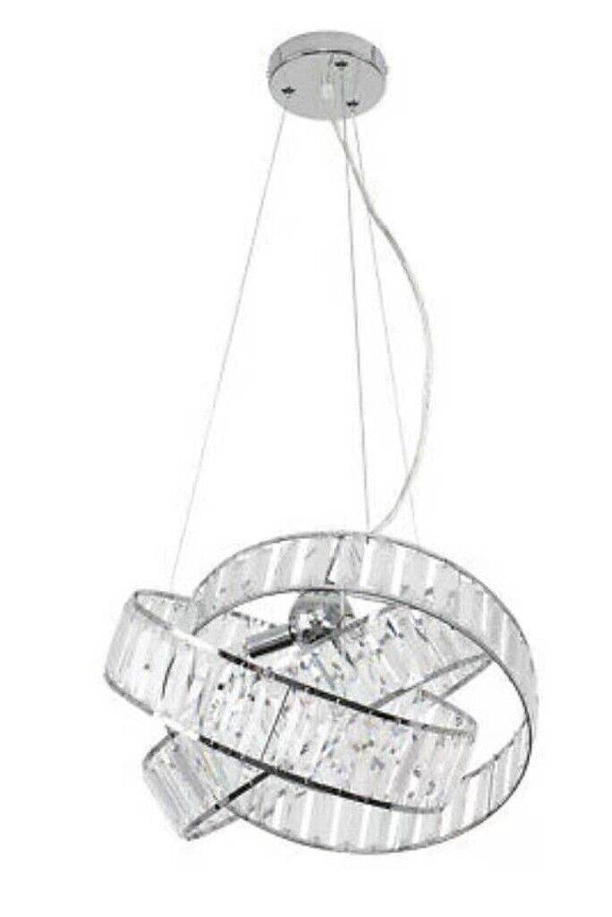 Modern Intertwined 3 Rings Ceiling Pendant Light, Metal & Acrylic Housing
