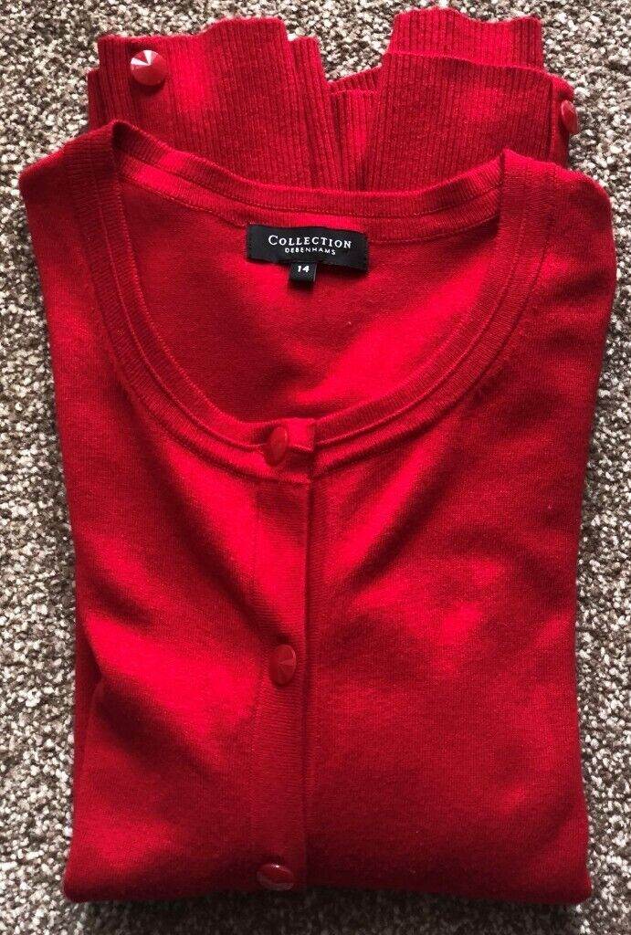 Debenhams collection,Women’s, Red,ladies cardigan with 2 pockets, size UK 14