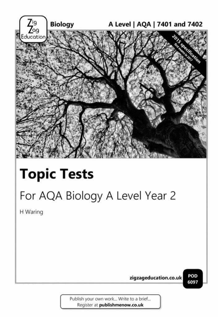 PDF Zig Zag Education Topic Tests for A Level AQA Biology Year 2