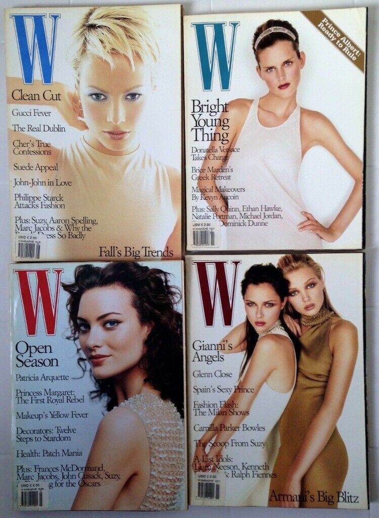 13x Vintage 90's W Fashion Magazines: circa 1995, 1996, 1997, 1998, 1999