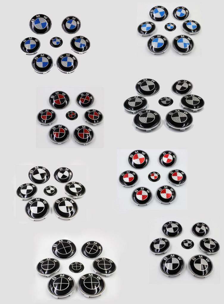 Bmw 7 piece set bonnet badge boot center caps steering wheel hub alloy caps CAN POST