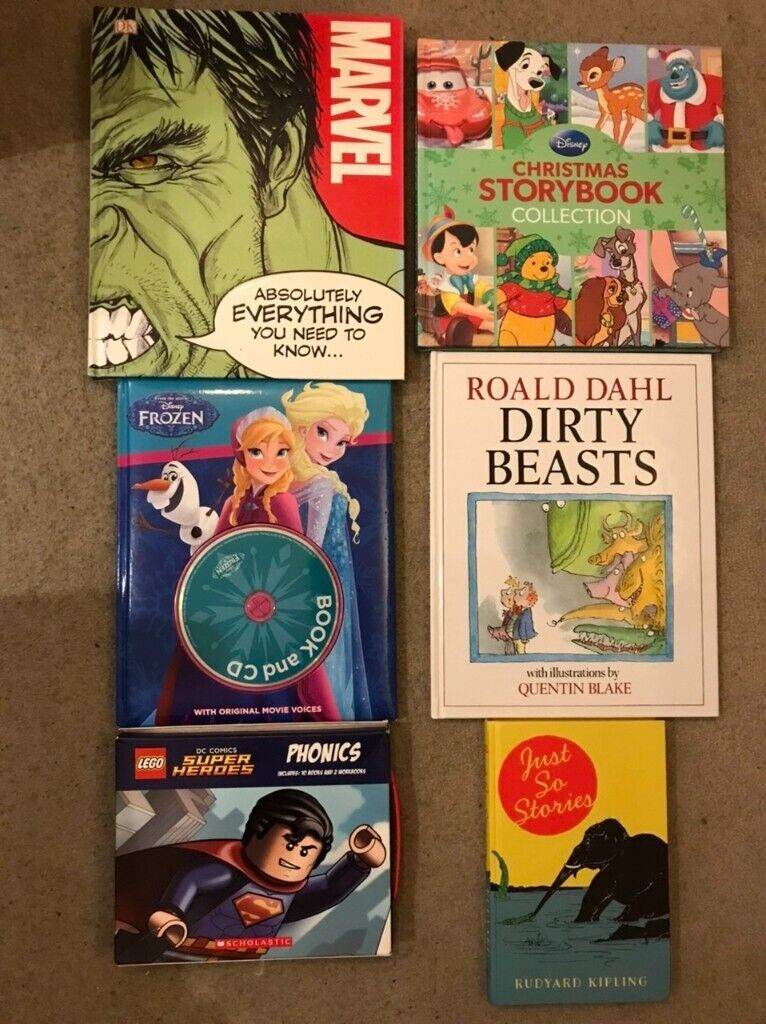 Marvel, Lego DC Super Heroes phonics,, Disney, Roald Dahl & Rudyard Kipling childrens books