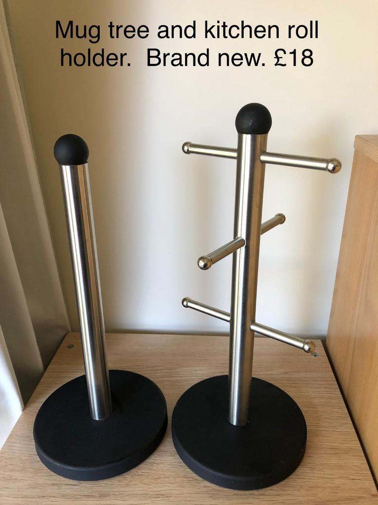 Mug tree & Kitchen Roll Holder set - brand new