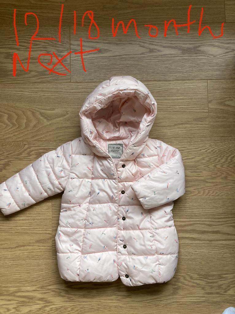 NEXT winter coat 12/18 months  with birds