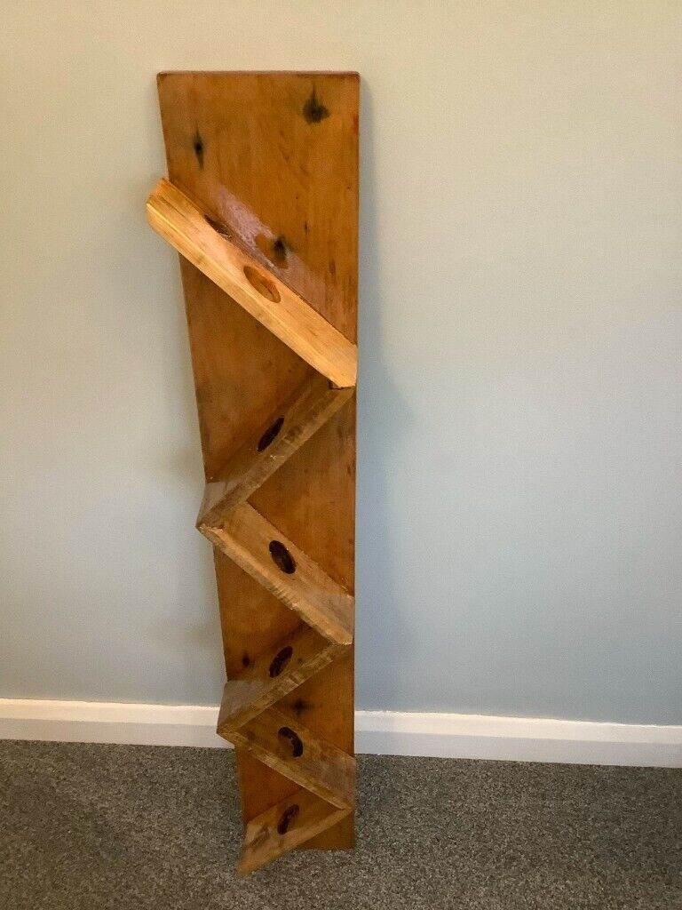 wooden wine display rack for six bottles 