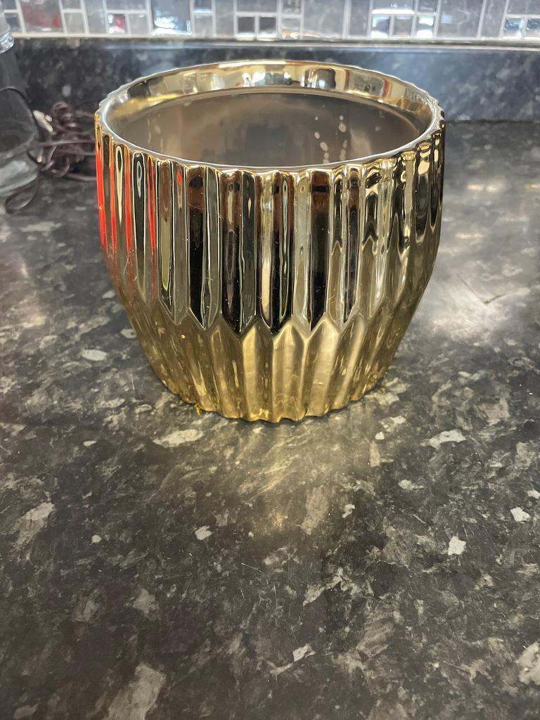 A gold plant vase from Sainsbury cost £7.99 just asking £4 