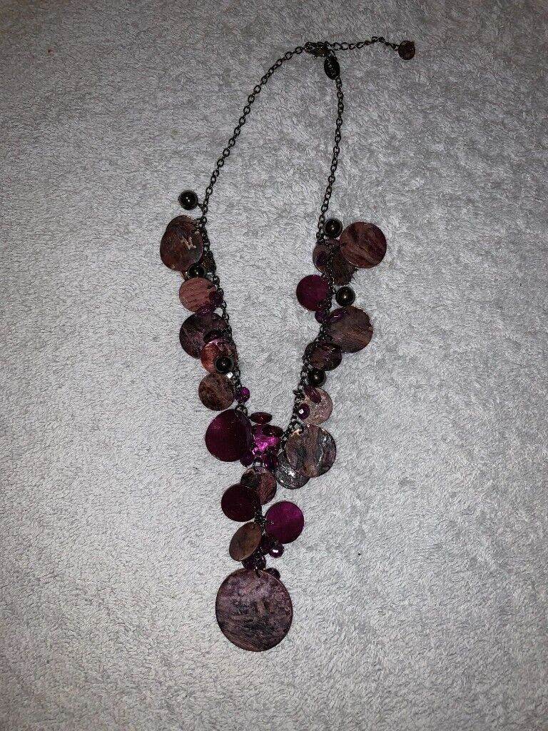 Ladies Purple Disc Bead Necklace IP1