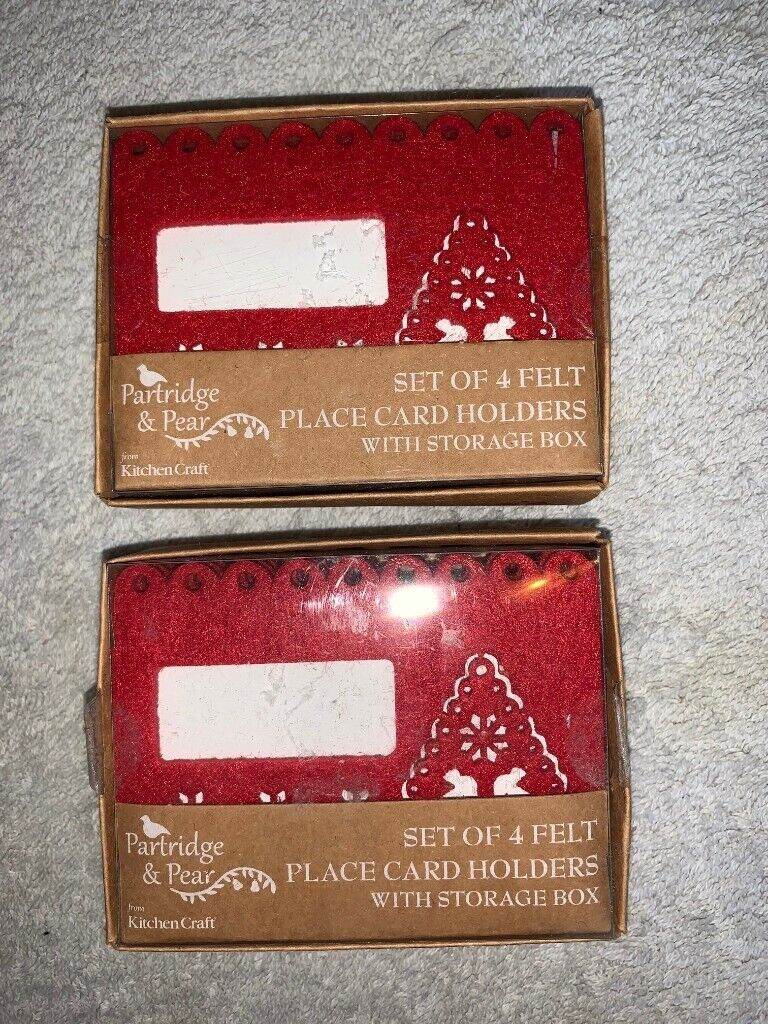 New Partridge & Pear Red Felt Place Card Holders (6 available) IP1