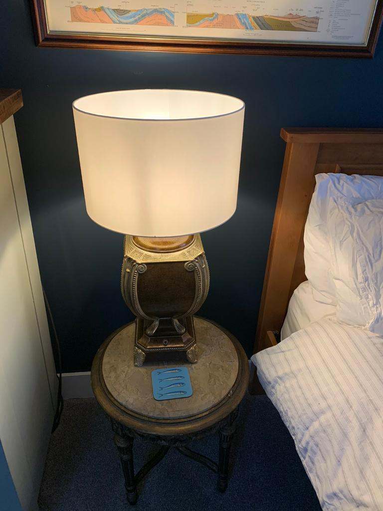 Pair of bronze metalic Urn table lamps (Price is for one lamp)