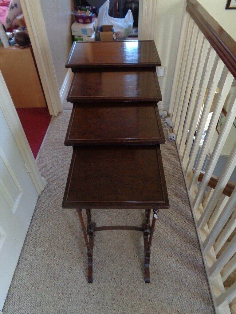 WALNUT/BURR NEST OF 4 TABLES £100 MAIDSTONE