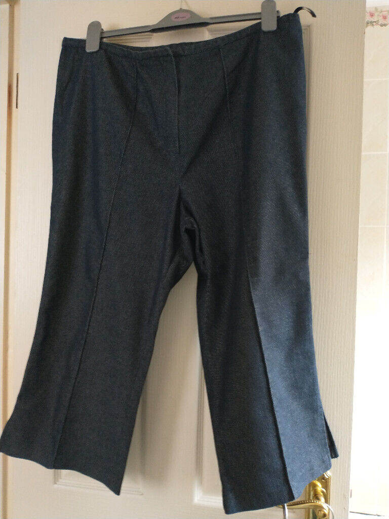 CROPPED TROUSERS. EVANS. DARK DENIM.  WAIST 38, HIP 46 inches. UNWORN. NEW COND.