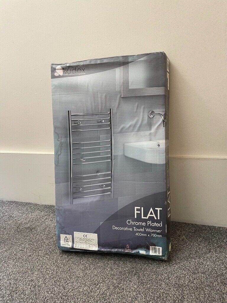 Brand new Kudox Towel Warmer - 400x700mm Flat Chrome.