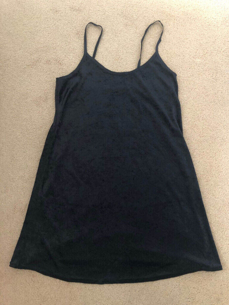 Crushed velvet effect cami black mini dress.  Size 8-10