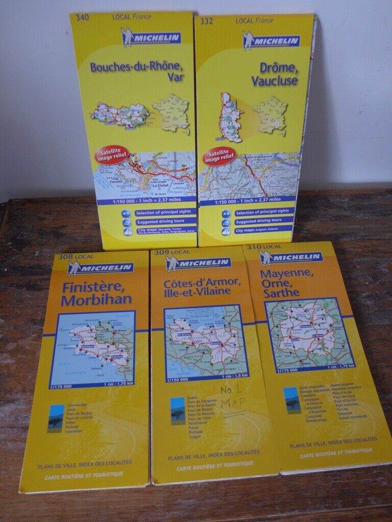 Job lot: 5 MICHELIN MAPS of various regions of FRANCE. All in as new condition.