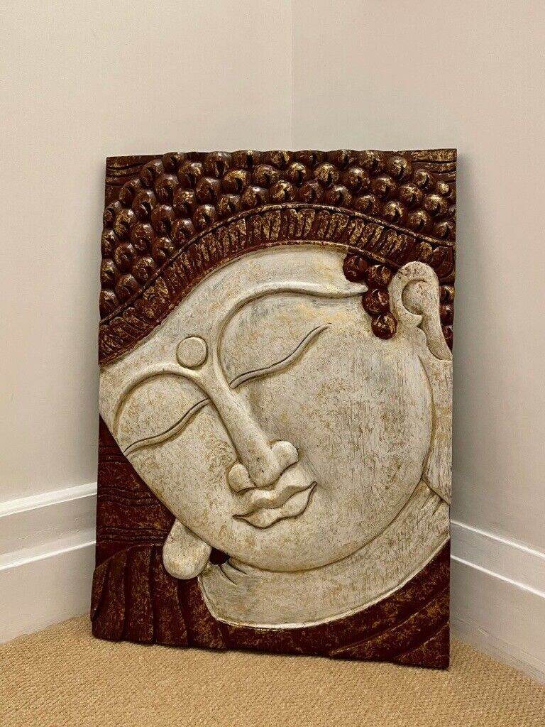 Hand-Carved Sleeping Buddha Wall Art – Wooden Spiritual Décor Piece for Home