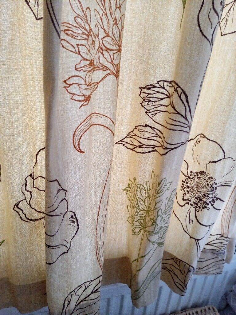Cream, lined curtains 54 inches long x 90 inches wide