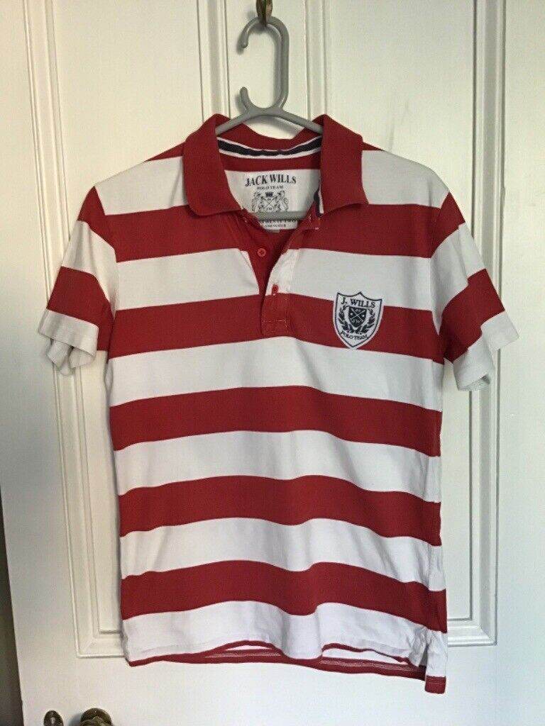 Men’s / youth teenager Jack Wills polo shirt stripe pinprick hole