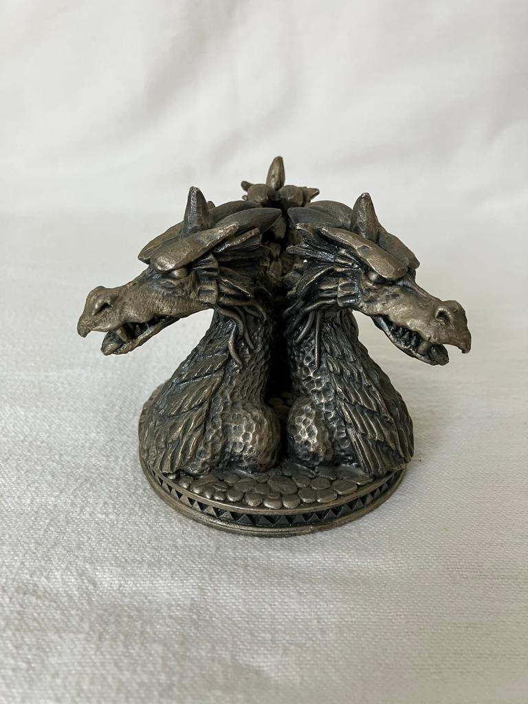 Myth and Magic Tudor Mint Pewter Sculpture DRAGONS HEADS 3821 Collectable