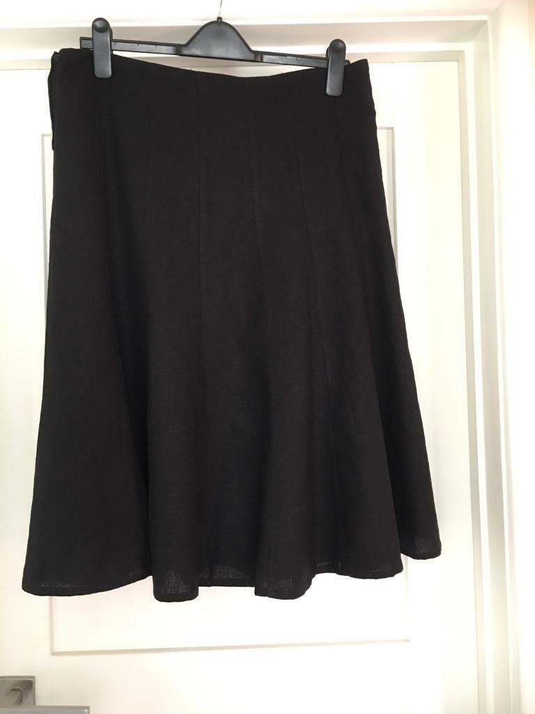 BNWT Black Linen panelled skirt  Size 14