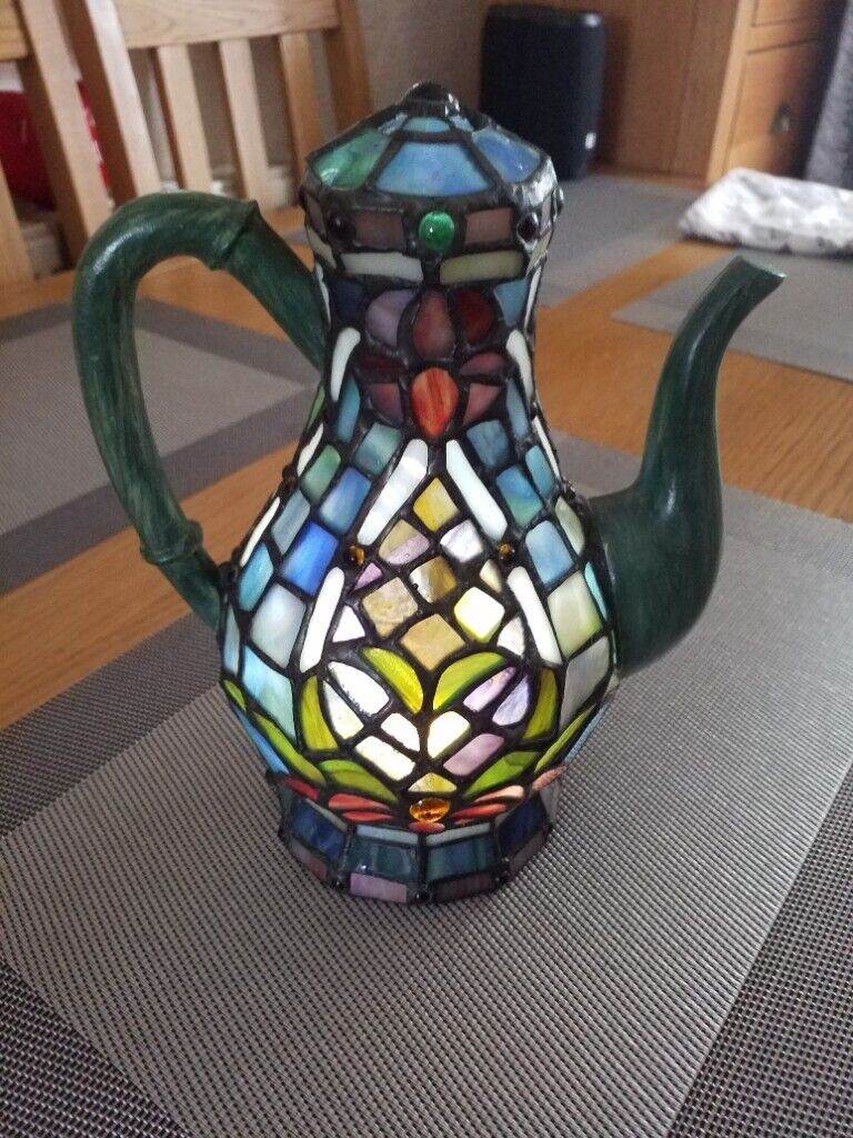 TIFFANY .. VINTAGE!! .. STAINED GLASS  TEAPOT / COFFEE POT!! 