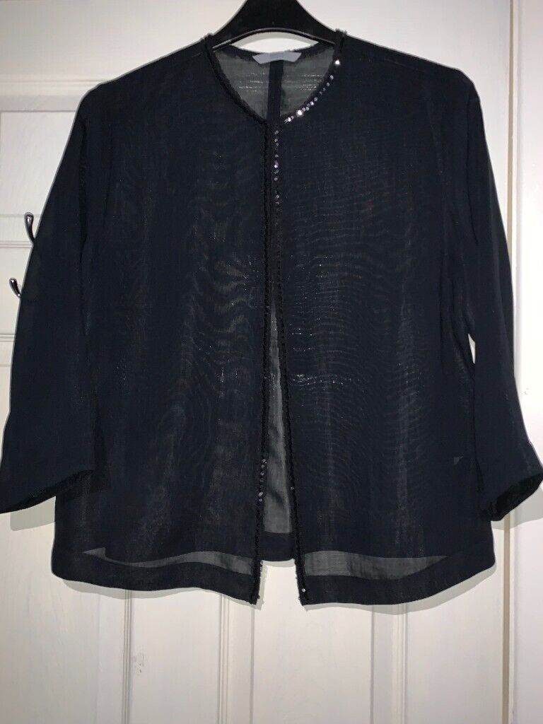 M&S Sheer Black Evening Cardigan Size 16 IP1