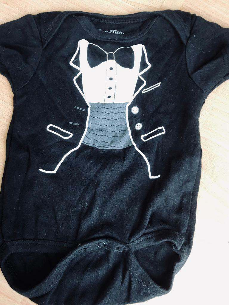 Christmas baby outfit? Cute tuxedo babygro/bodysuit, age 12-18 months. 