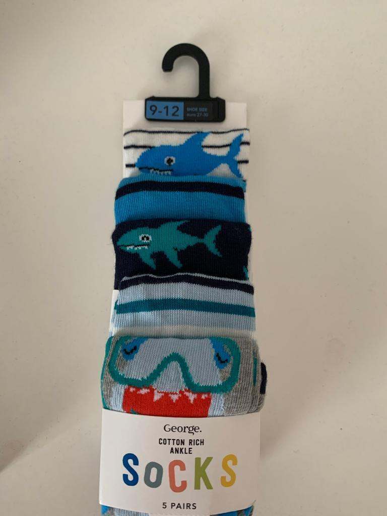 George Kids Boys Socks size 9-12 - 5 Pairs New RRP £3