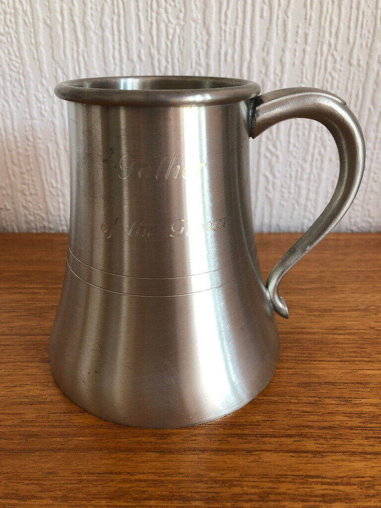 FATHER OF THE GROOM HAND CRAFTED PEWTER TANKARD-NEW