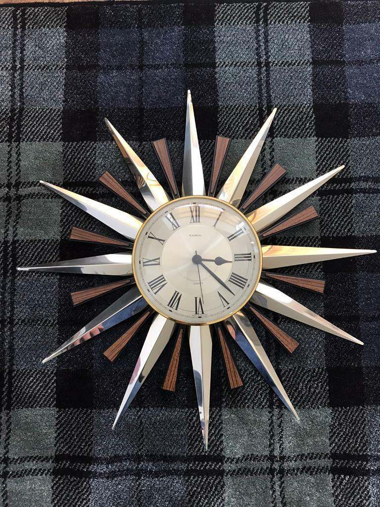Vintage Metamec Retro Starburst Wall Clock Sunburst Mid Century