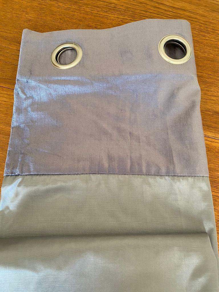 Silver Grey Curtains with Metal Eyelets (Pair)