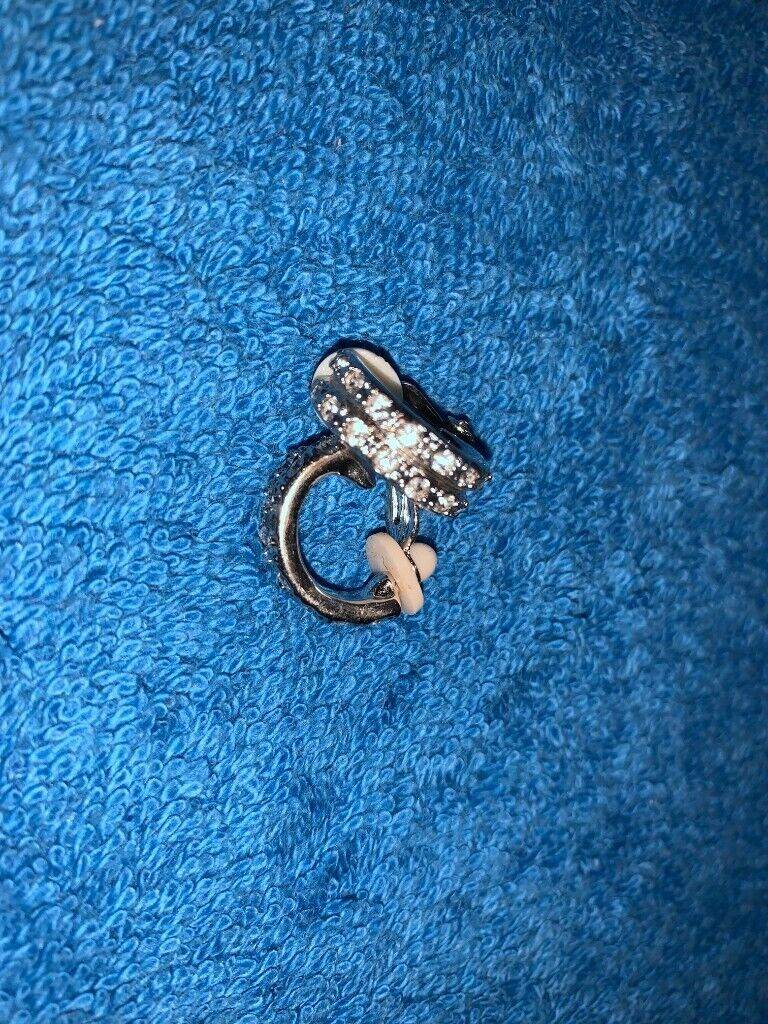 Diamante and Silver Coloured Hoop Clip On Earrings IP1